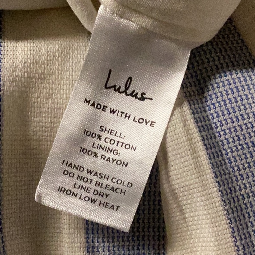 Lulu’s Blue & Ivory Striped Paper bag Pants - Picture 7 of 7
